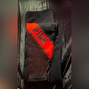 Black and red PINK leggings